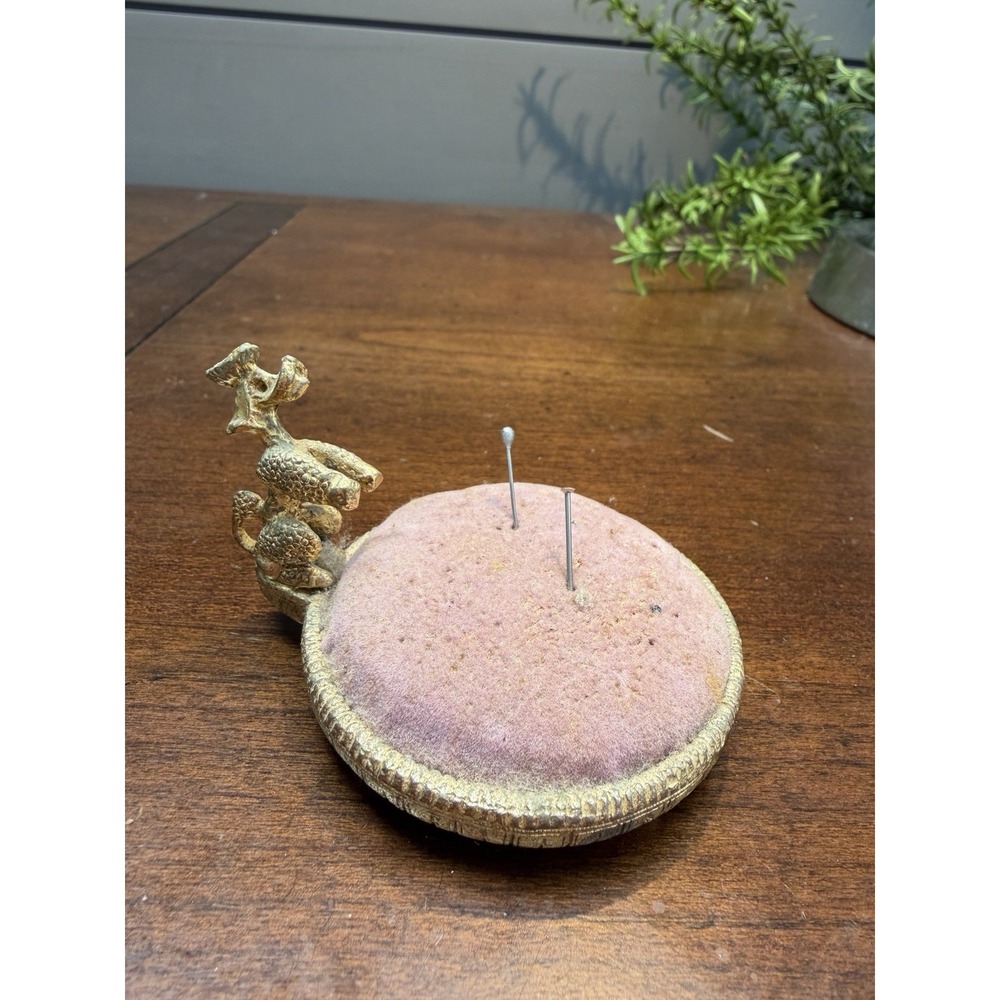 Vintage Florenza Poodle Red Velvet Pin Cushion Trinket  Display MCM